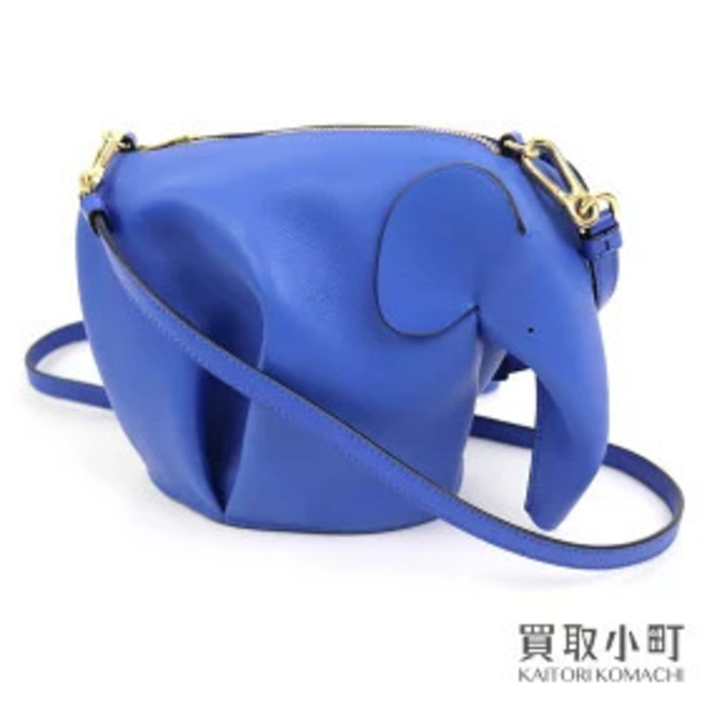 LOEWE Elephant Bag Electric Blue Calf Leather Animal Shoulder Clutch